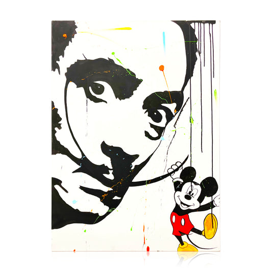 SPLENDIDO DIPINTO A MANO ISPIRATO A "SALVADOR DALI' & TOPOLINO” 
MISURA 70X100