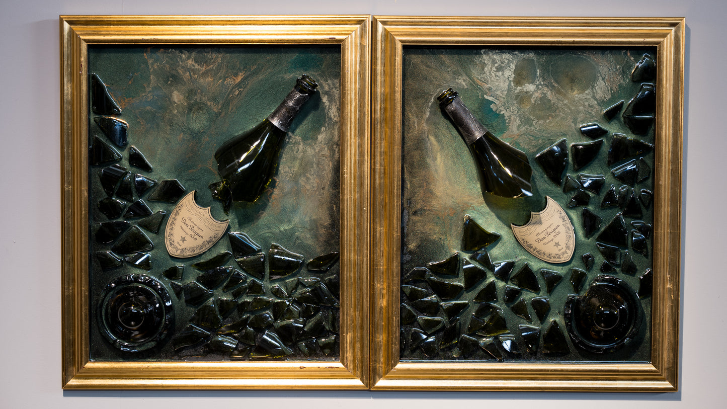 Cornice  oro con Frammenti di Dom Pérignon Magnum