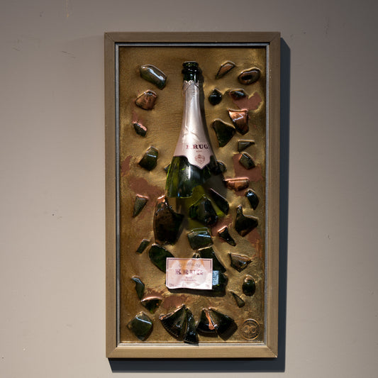 Cornice moderna Terra di Siena con Frammenti di Champagne Krug