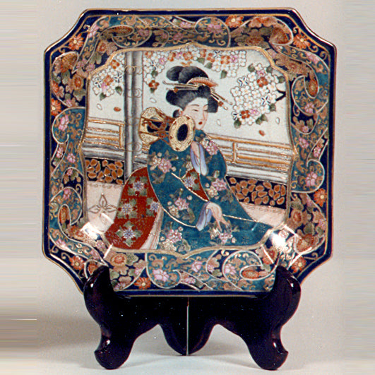 PIATTO  COPPIA PORCELLANA DECORATA A MANO