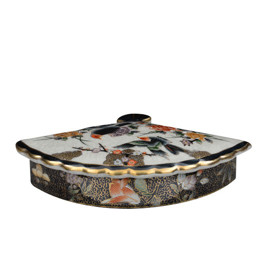 PORTA GIOIE IN  PORCELLANA DECORATA A MANO