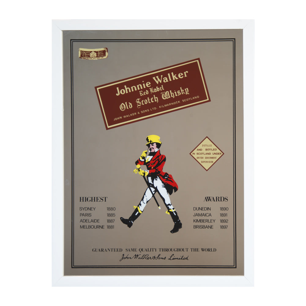 SPECCHIO VINTAGE MODELLO JOHNNIE WALKER RED LABEL WISKY MIS.45X60