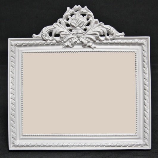 Portafoto bianco con fascio di spighe e bordo a treccia
