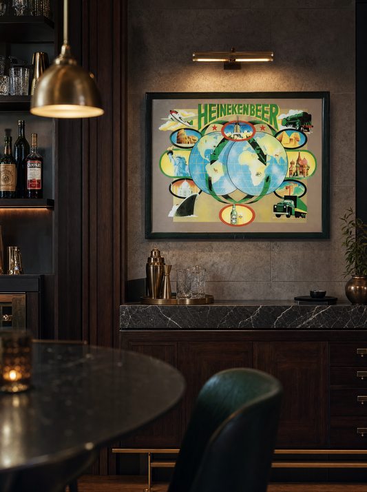 Specchio vintage Heineken Old Brand ambientazione premium