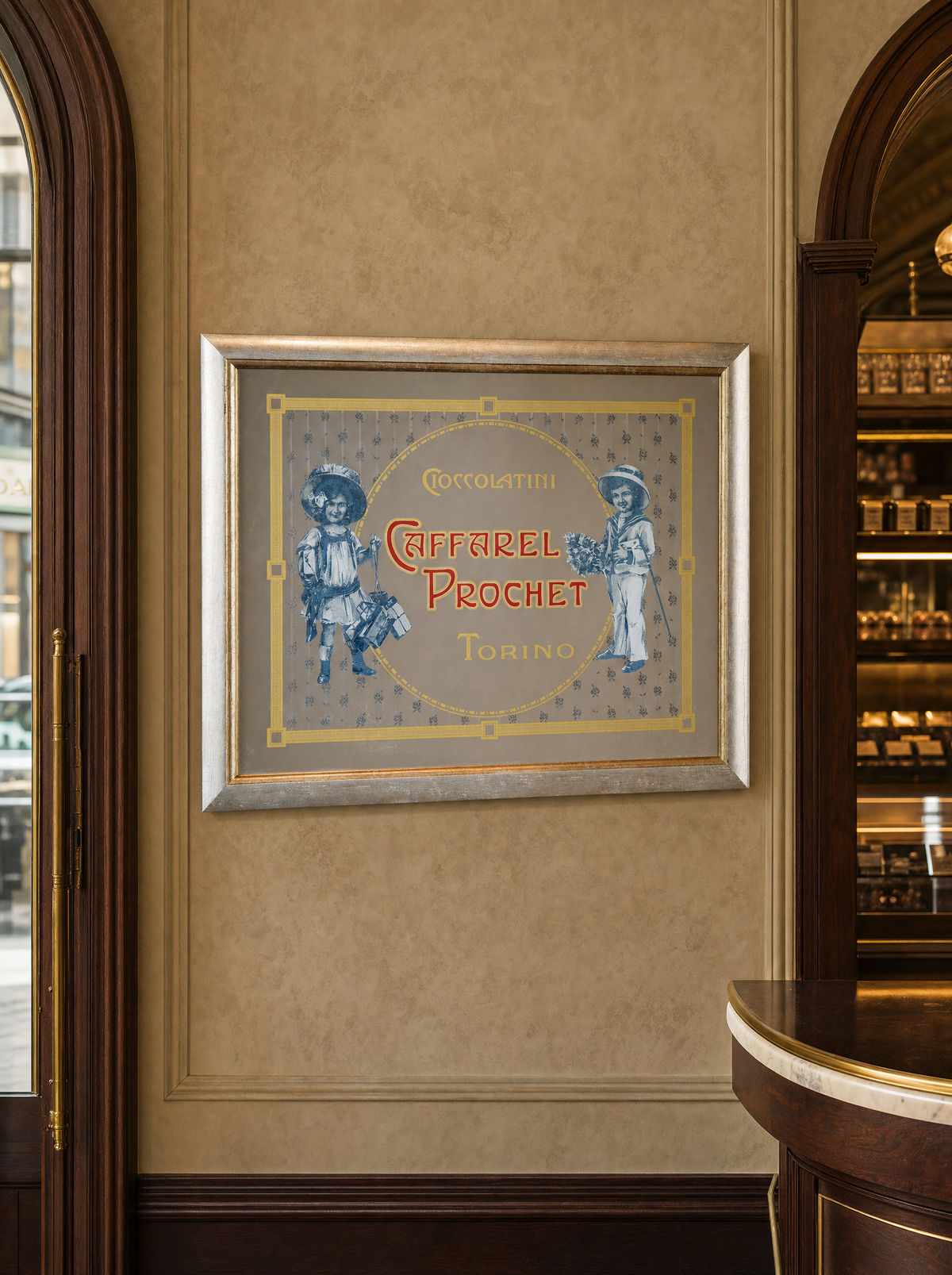 Specchio vintage Caffarel 45x60 ambientato