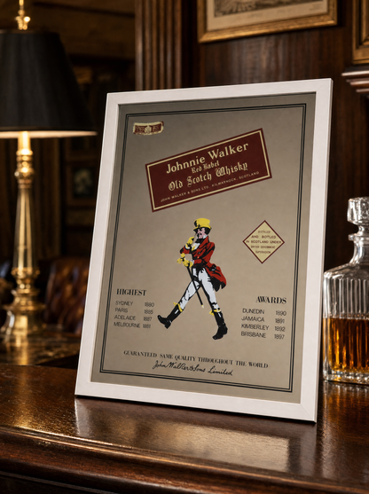 Dettaglio specchio vintage Johnnie Walker Red Label