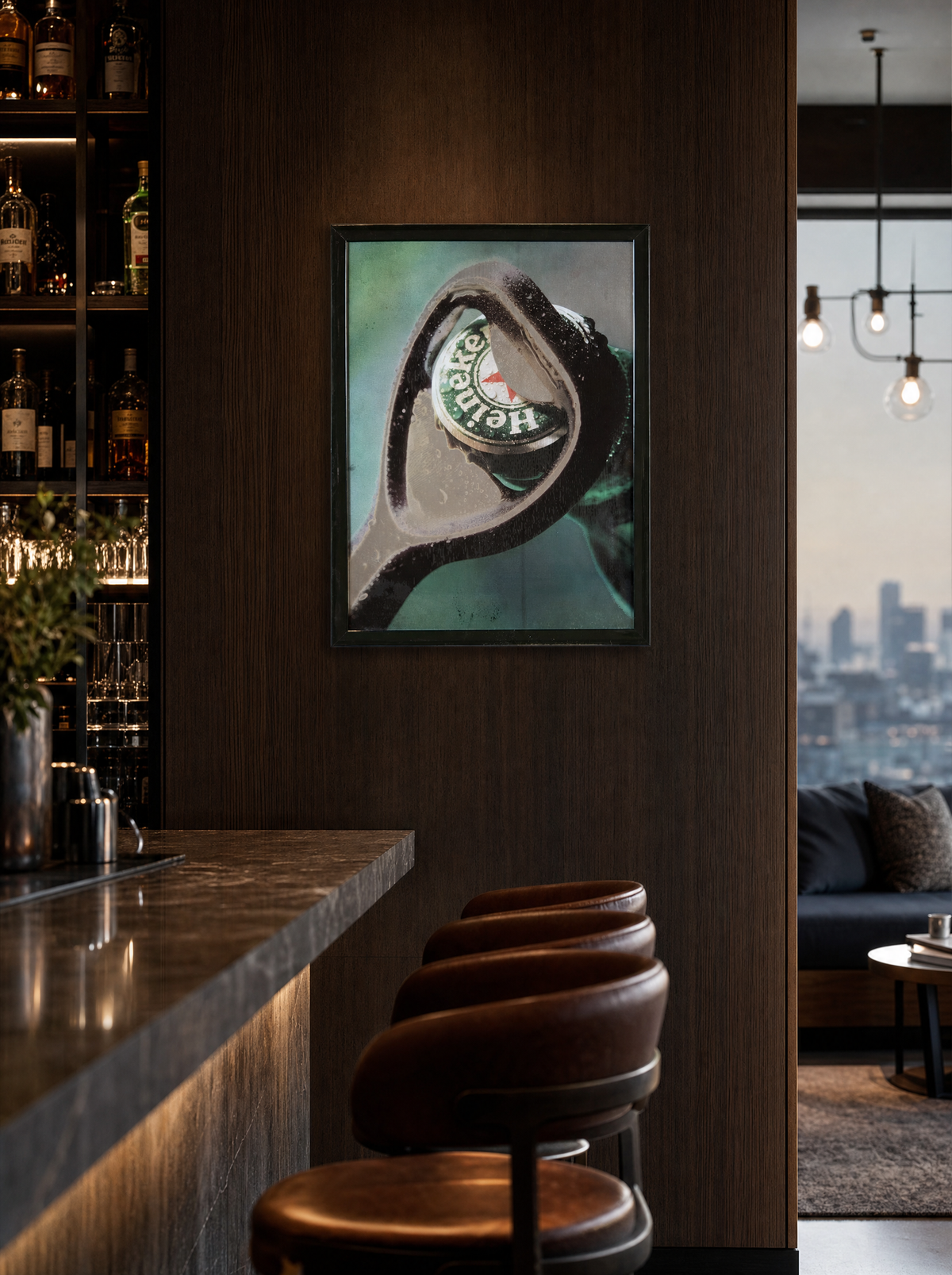 Specchio vintage Heineken Plug 46x62 ambientato