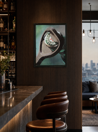 Specchio vintage Heineken Plug 46x62 ambientato