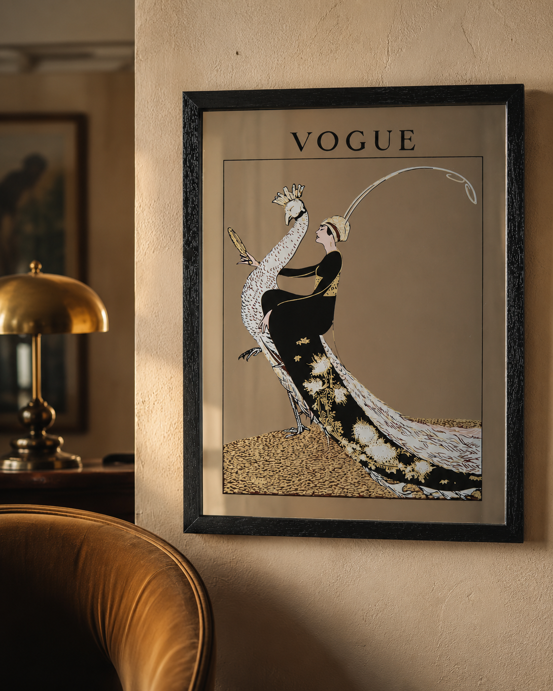 Specchio vintage collezione Vogue – Il pavone, 45 × 60 cm