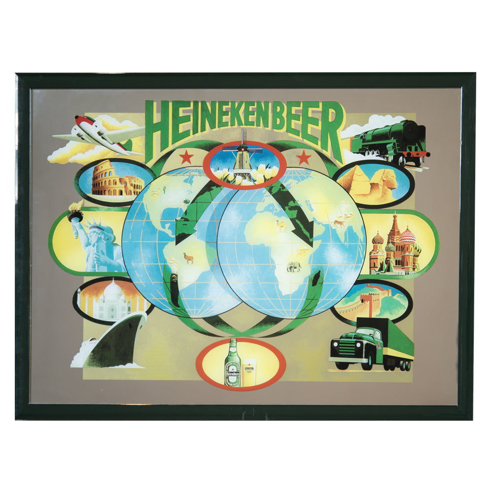 SPECCHIO VINTAGE MODELLO HEINEKEN OLD BRAND MIS. 51X70